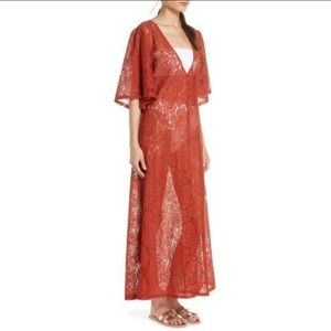 NWT Something Navy Lace Cover Up Wrap Dress Small